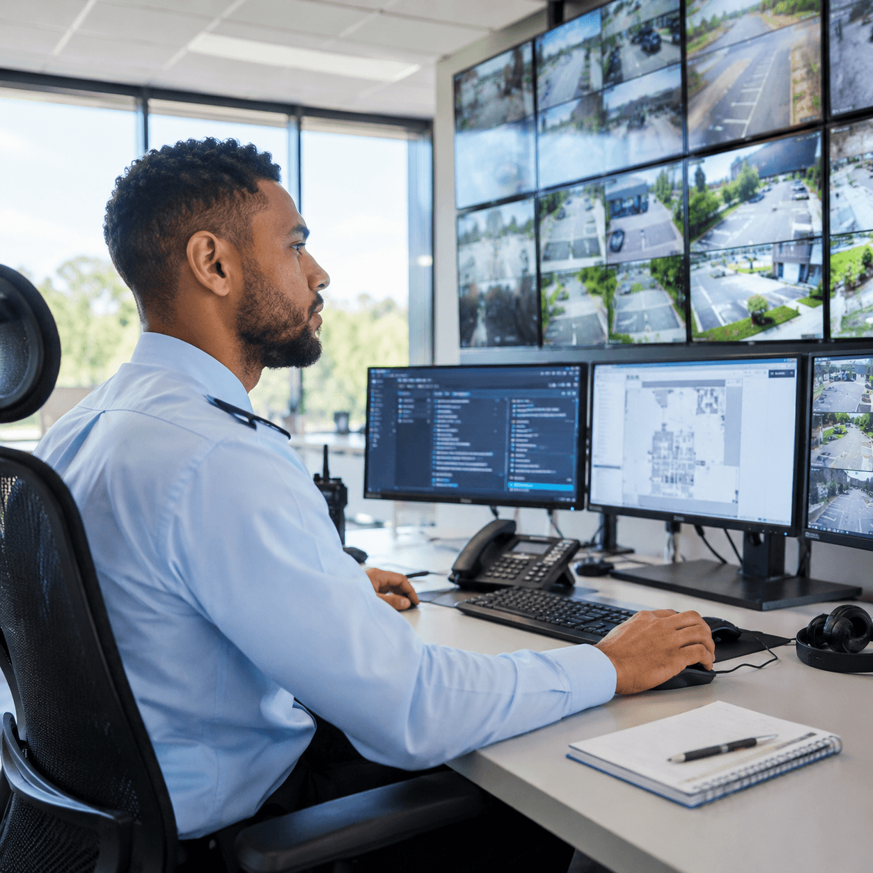 Live CCTV monitoring desk